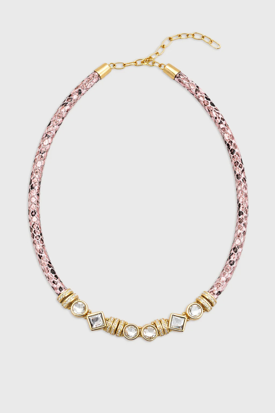 SA20 | Saachi Bling Charm Leather Necklace | Light Pink
